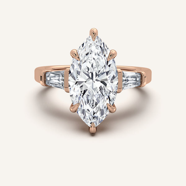 Marquise Tapered Baguette Engagement Ring | 18k Rose Gold