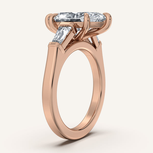 Marquise Tapered Baguette Engagement Ring | 18k Rose Gold