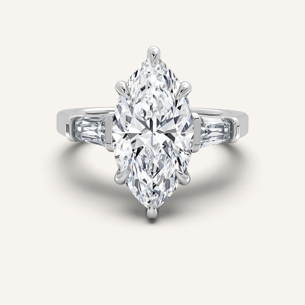 Marquise Tapered Baguette Engagement Ring | Platinum