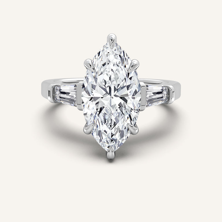 Image for Marquise Tapered Baguette Engagement Ring | Platinum