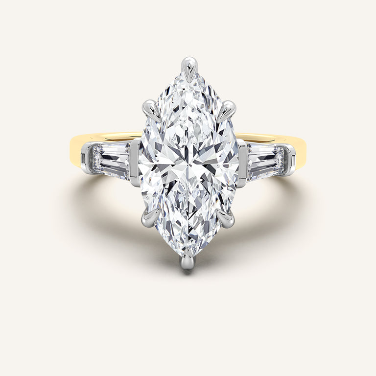 Image for Marquise Tapered Baguette Engagement Ring | 18k Two Tone Gold