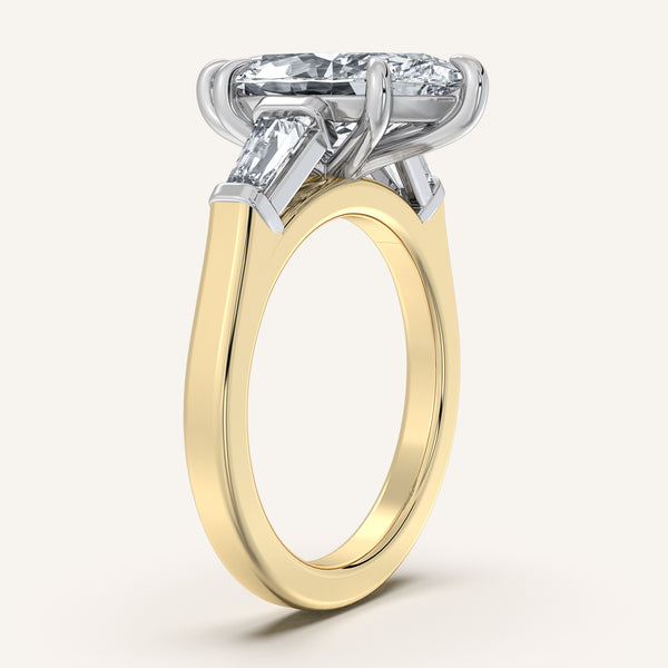 Marquise Tapered Baguette Engagement Ring | 18k Two Tone Gold