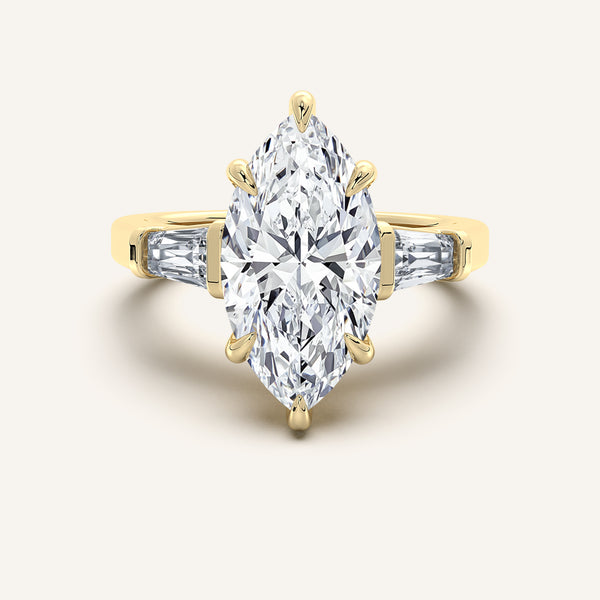 Marquise Tapered Baguette Engagement Ring | 18k Yellow Gold