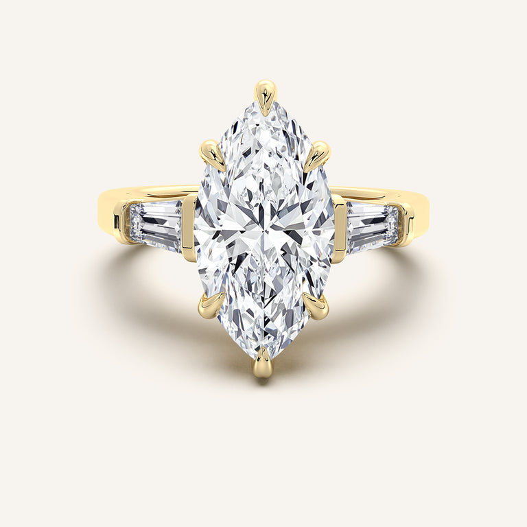 Image for Marquise Tapered Baguette Engagement Ring | 18k Yellow Gold