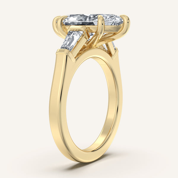 Marquise Tapered Baguette Engagement Ring | 18k Yellow Gold