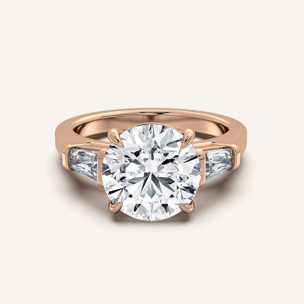Round Tapered Baguette Engagement Ring | 18k Rose Gold