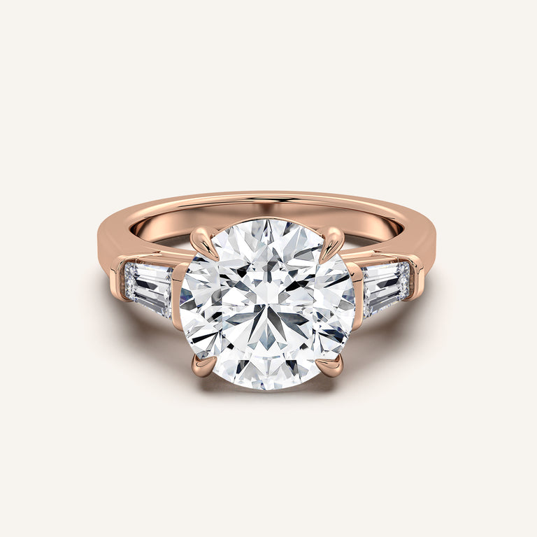 Image for Round Tapered Baguette Engagement Ring | 18k Rose Gold
