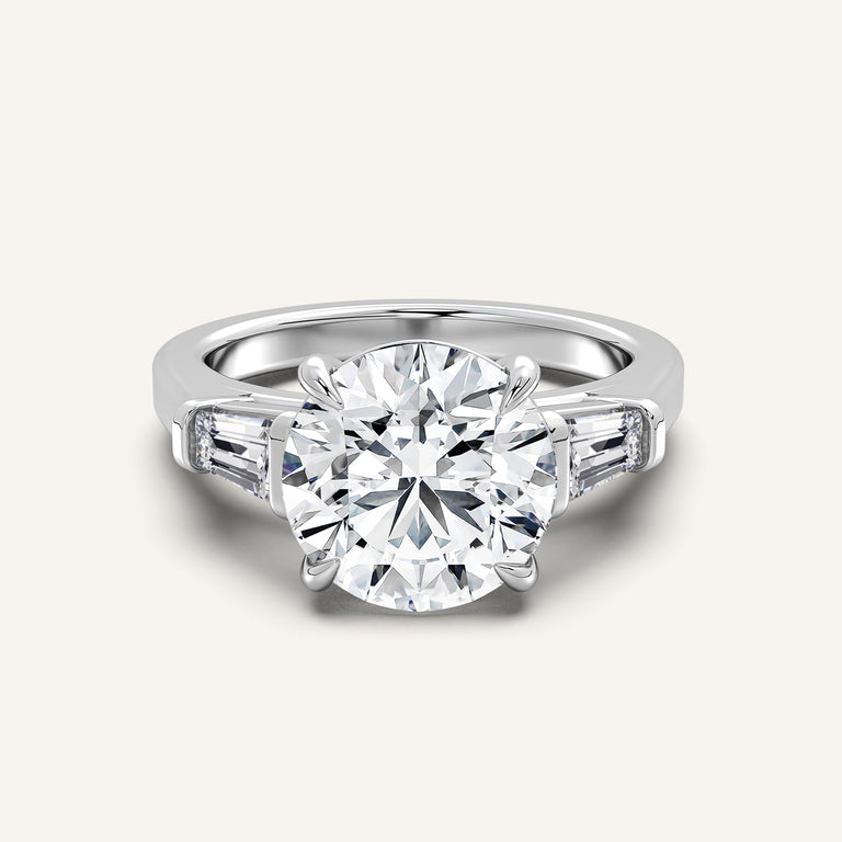 Image for Round Tapered Baguette Engagement Ring | 18k White Gold