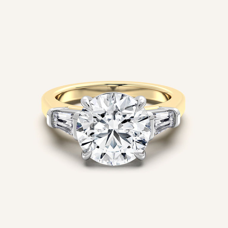 Image for Round Tapered Baguette Engagement Ring | 18k Two Tone Gold