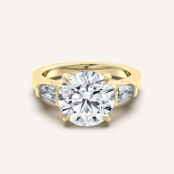 Round Tapered Baguette Engagement Ring | 18k Yellow Gold