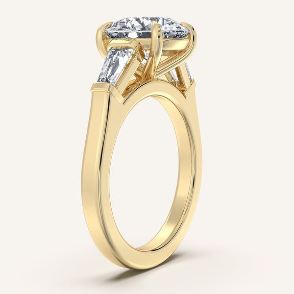 Round Tapered Baguette Engagement Ring | 18k Yellow Gold