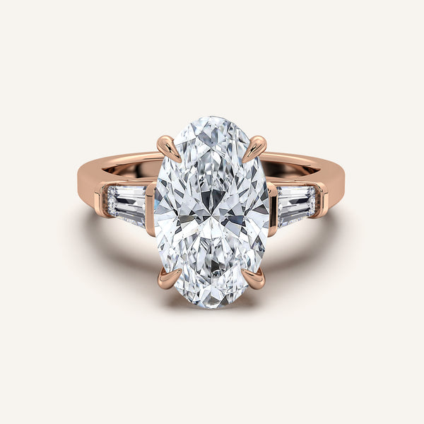 Moval Tapered Baguette Engagement Ring | 18k Rose Gold