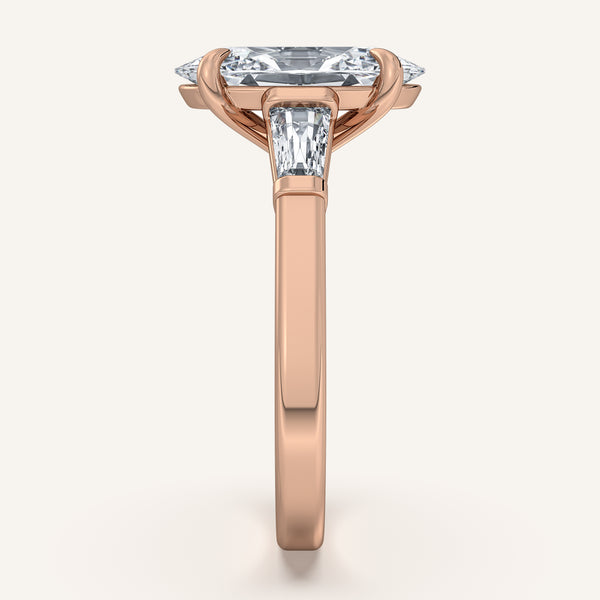 Moval Tapered Baguette Engagement Ring | 18k Rose Gold