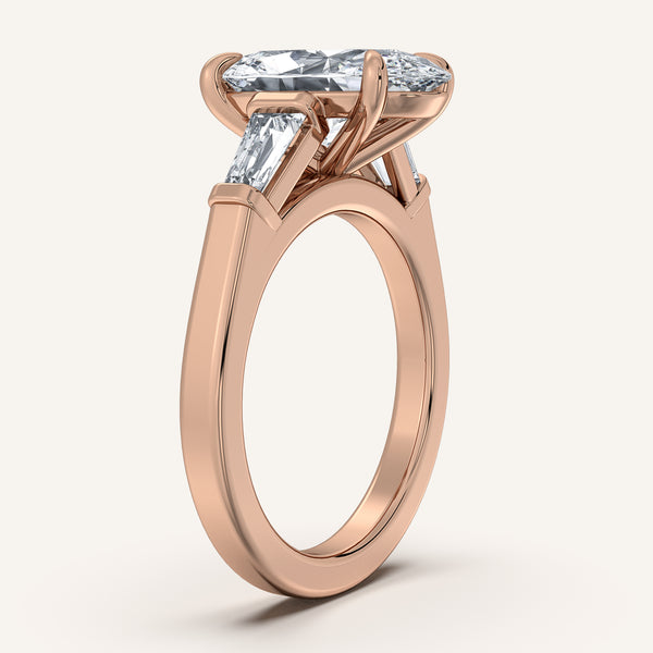 Moval Tapered Baguette Engagement Ring | 18k Rose Gold
