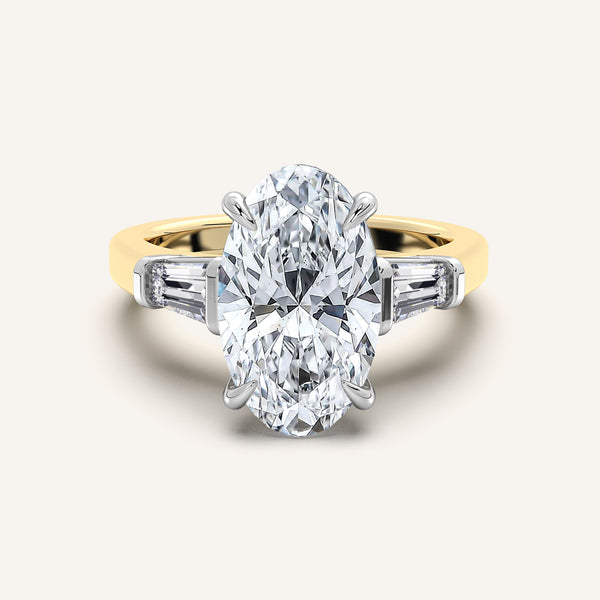 Moval Tapered Baguette Engagement Ring | 18k Two Tone Gold