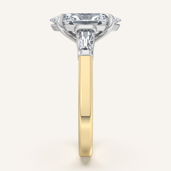 Moval Tapered Baguette Engagement Ring | 18k Two Tone Gold