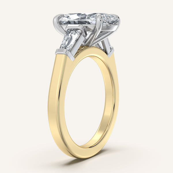 Moval Tapered Baguette Engagement Ring | 18k Two Tone Gold