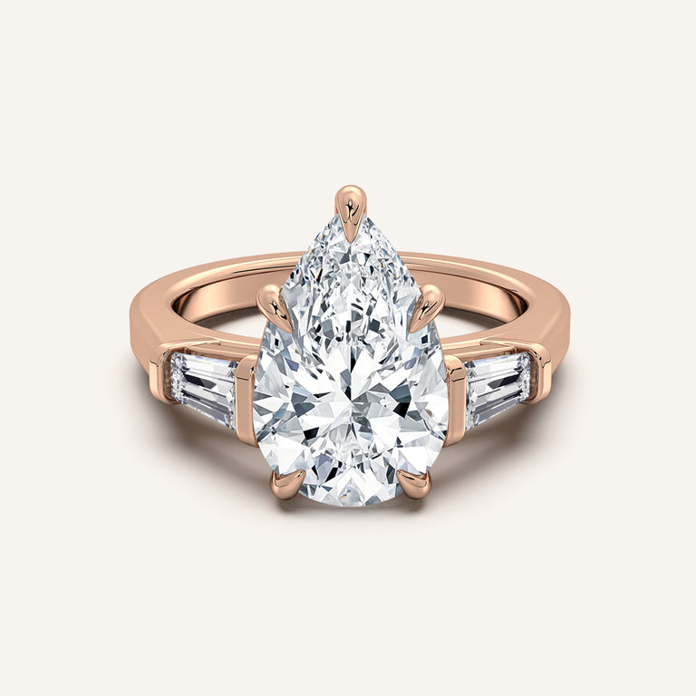Image for Pear Shape Tapered Baguette Engagement Ring | 18k Rose Gold