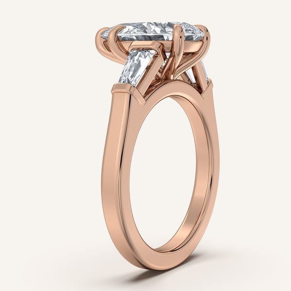 Pear Shape Tapered Baguette Engagement Ring | 18k Rose Gold