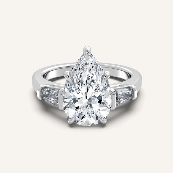 Pear Shape Tapered Baguette Engagement Ring | Platinum