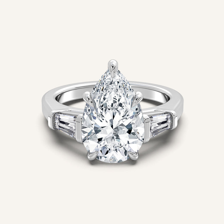 Image for Pear Shape Tapered Baguette Engagement Ring | Platinum