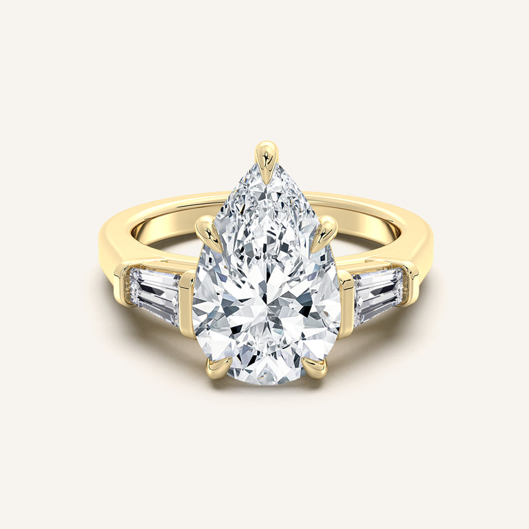 Image for Pear Shape Tapered Baguette Engagement Ring | 18k Yellow Gold