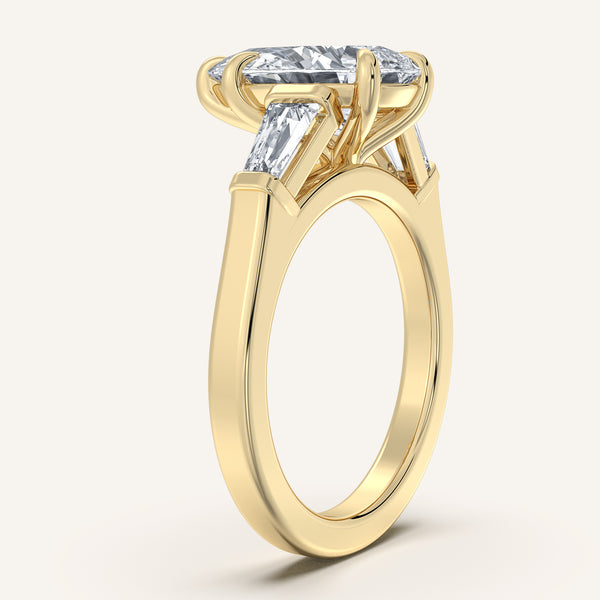 Pear Shape Tapered Baguette Engagement Ring | 14k Yellow Gold