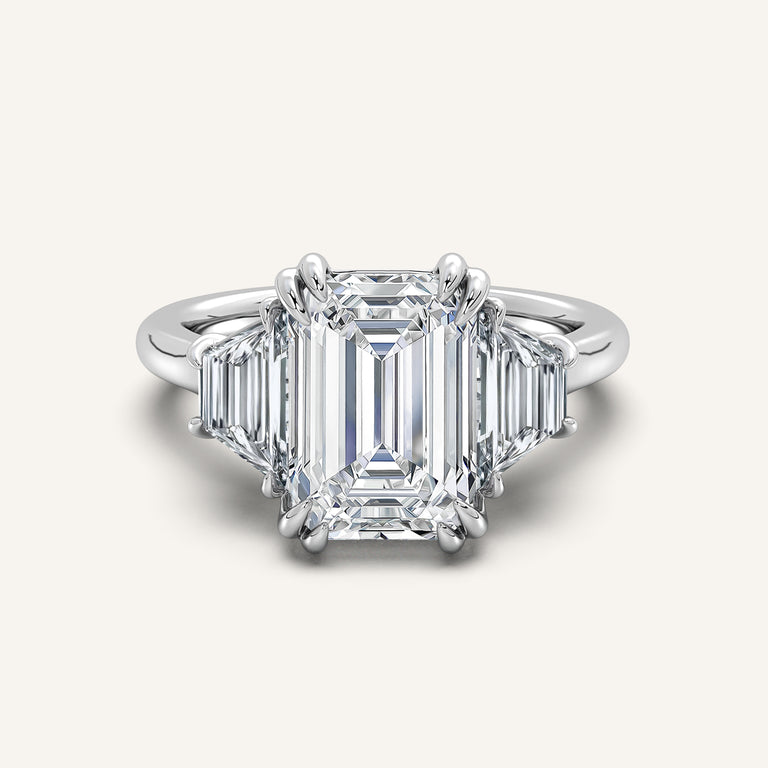 Image for Emerald Cut Three Stone Trapezoid Engagement Ring | Platinum