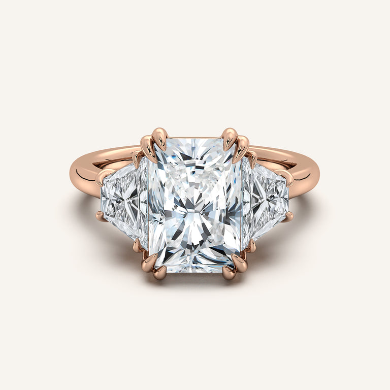 Image for Radiant Cut Three Stone Trapezoid Engagement Ring | 18k Rose Gold