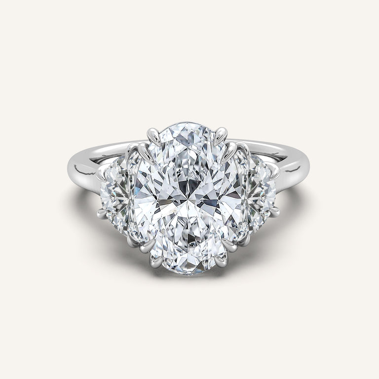 Image for Oval Three Stone Cresent Engagement Ring | Platinum