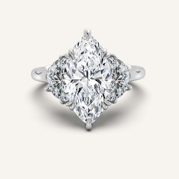 Marquise Three Stone Cresent Engagement Ring | Platinum