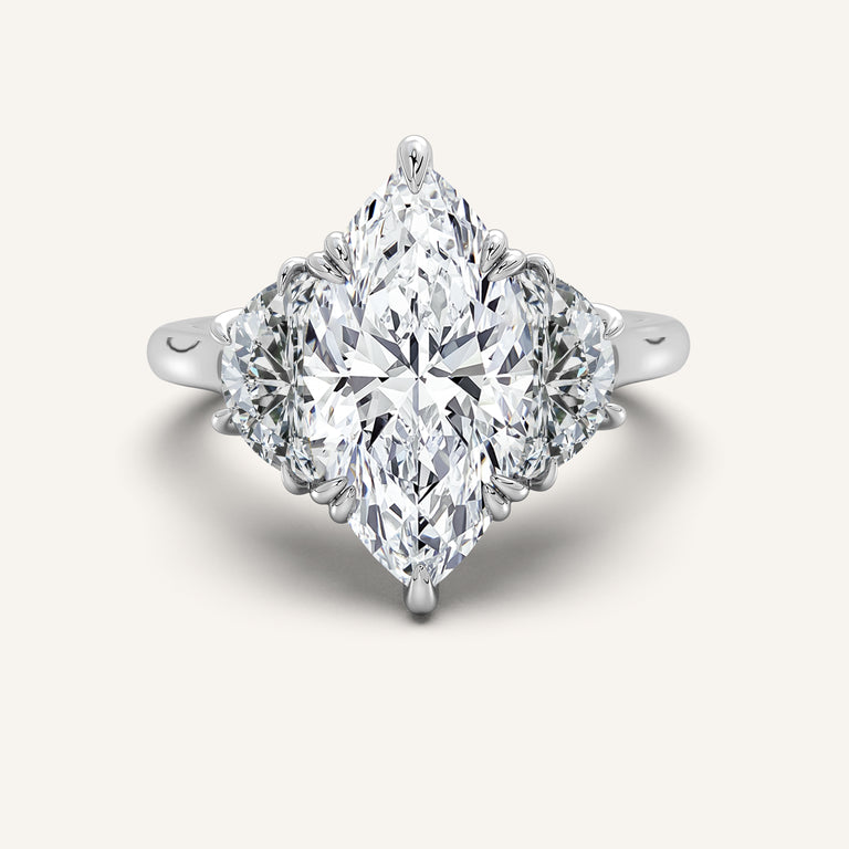 Image for Marquise Three Stone Cresent Engagement Ring | Platinum