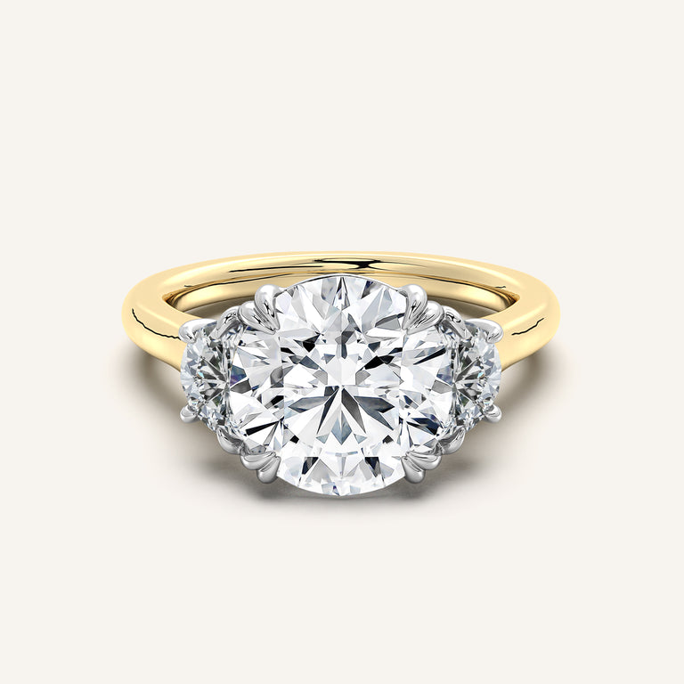 Image for Round Three Stone Halfmoon Ring | 18k Two Tone