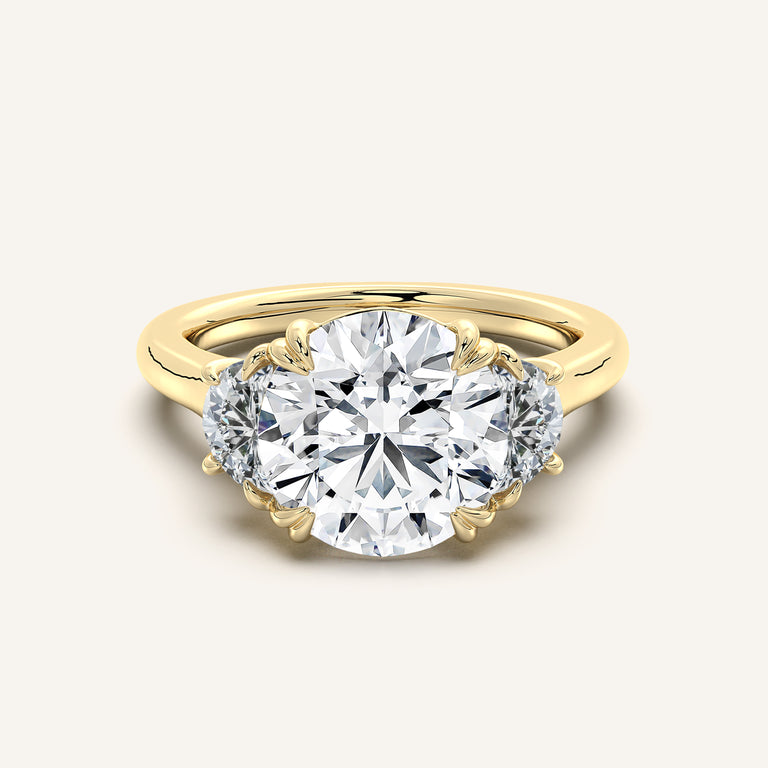 Image for Round Three Stone Halfmoon Ring | 18k Yellow Gold