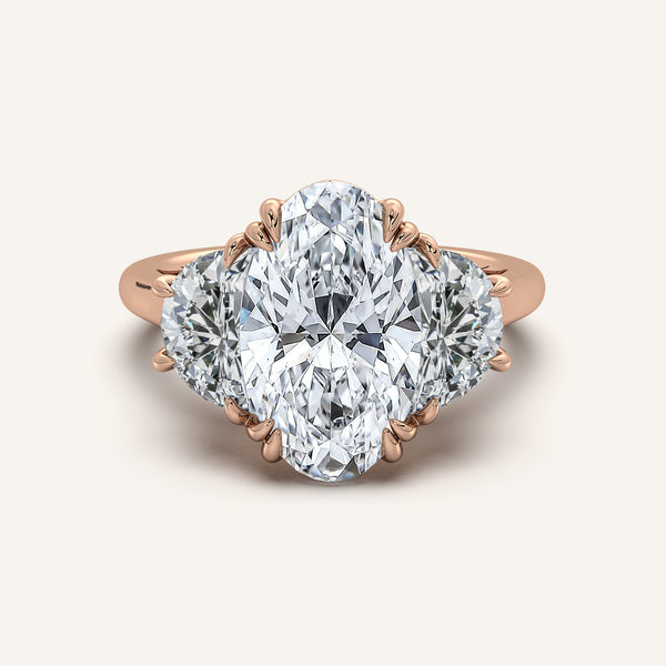 Moval Three Stone Engagement Ring | 18k Rose Gold