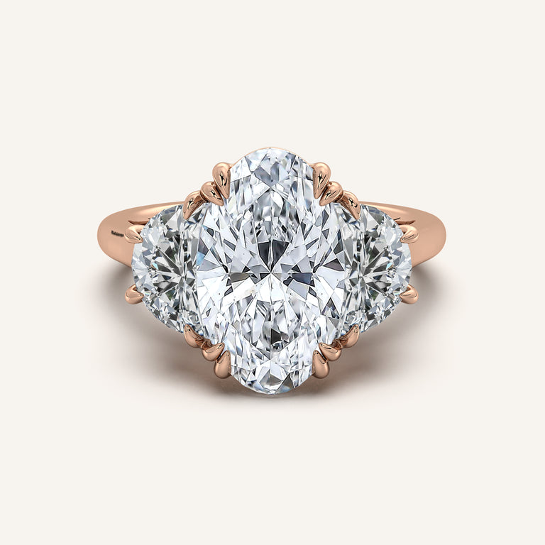 Image for Moval Three Stone Engagement Ring | 18k Rose Gold