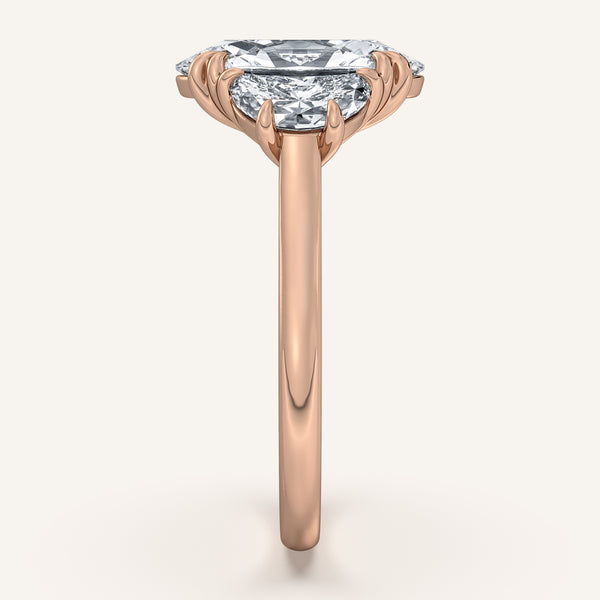 Moval Three Stone Engagement Ring | 18k Rose Gold