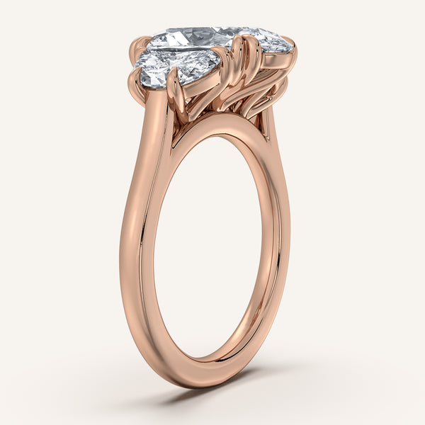 Moval Three Stone Engagement Ring | 18k Rose Gold