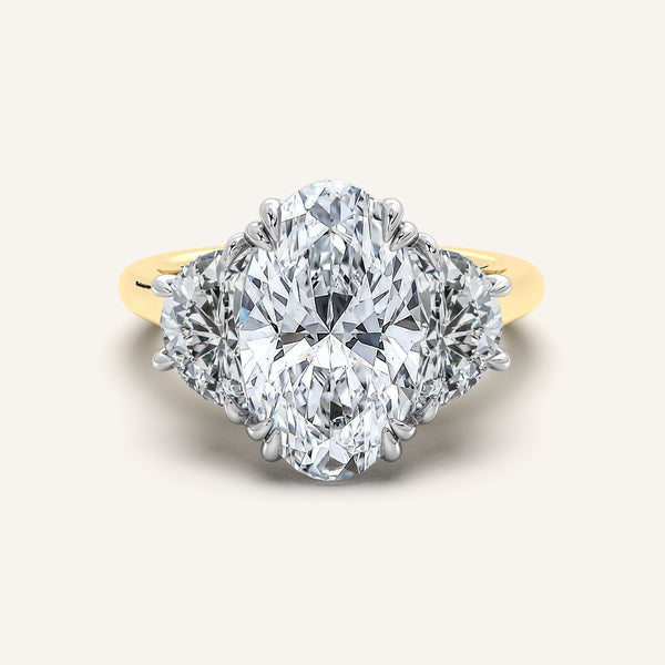 Moval Three Stone Engagement Ring | 18k Two Tone