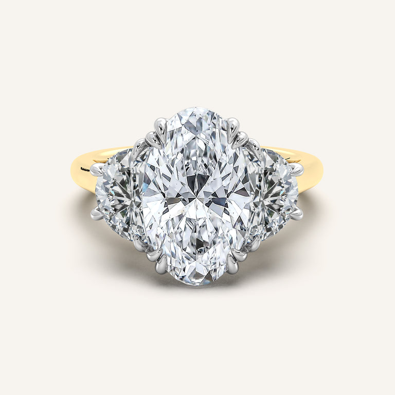 Image for Moval Three Stone Engagement Ring | 18k Two Tone