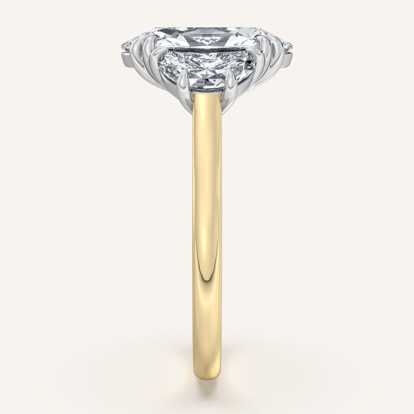 Moval Three Stone Engagement Ring | 18k Two Tone