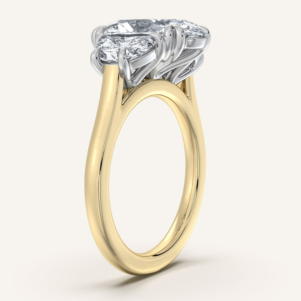 Moval Three Stone Engagement Ring | 18k Two Tone