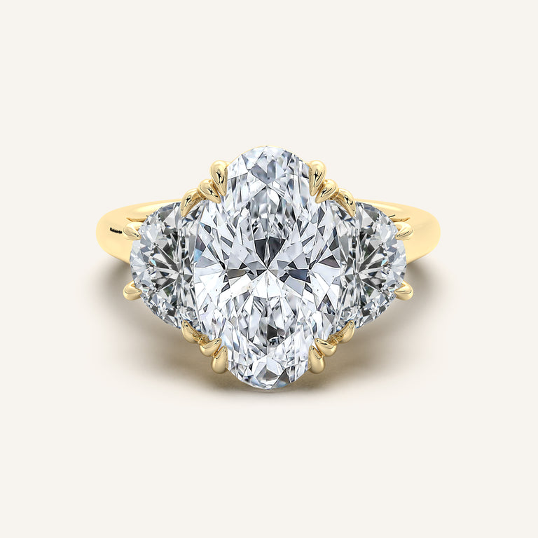 Image for Moval Three Stone Engagement Ring | 18k Yellow Gold