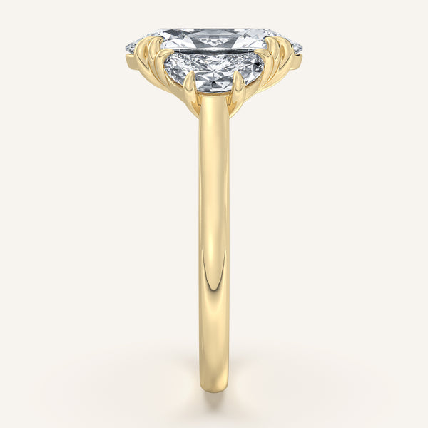 Moval Three Stone Engagement Ring | 18k Yellow Gold