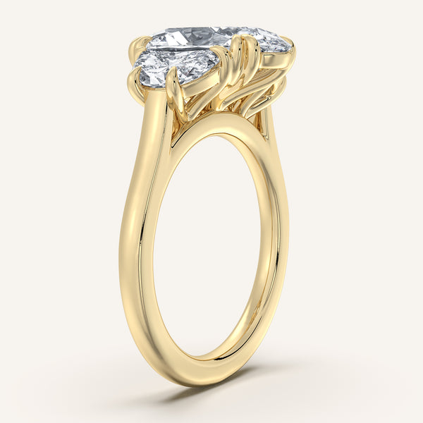 Moval Three Stone Engagement Ring | 18k Yellow Gold