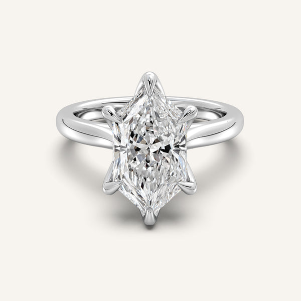 Dutch Marquise Tulip Style Cathedral Engagement Ring | Platinum