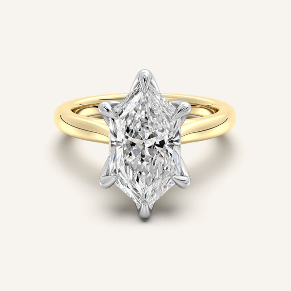 Dutch Marquise Tulip Style Cathedral Engagement Ring | 18k Two Tone