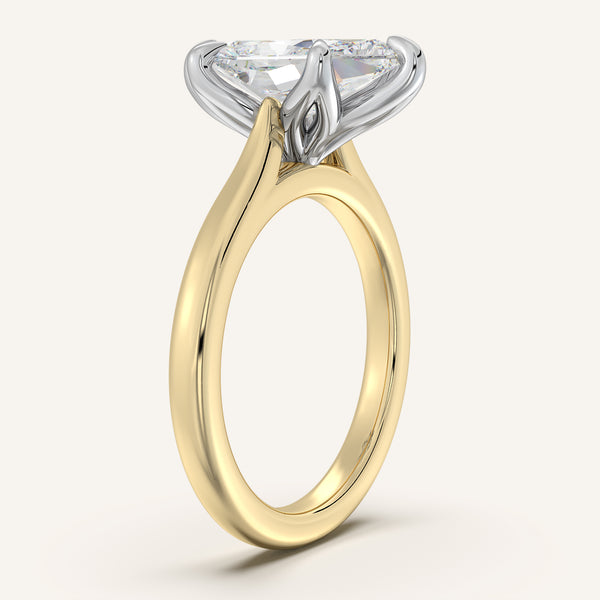 Dutch Marquise Tulip Style Cathedral Engagement Ring | 18k Two Tone