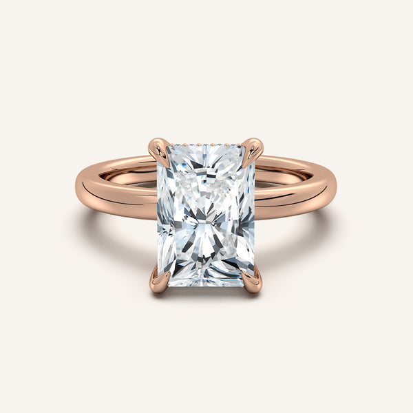Radiant Cut Low Profile Hidden Halo Ring | 14k Rose Gold