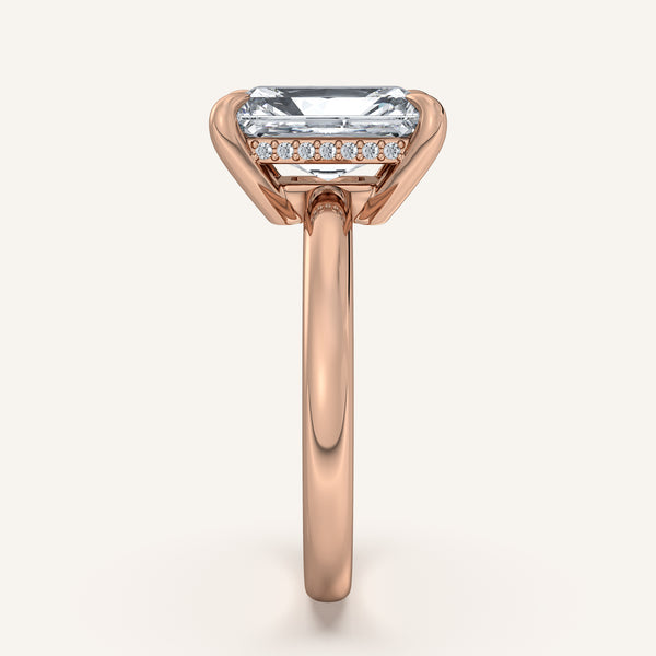 Radiant Cut Low Profile Hidden Halo Ring | 18k Rose Gold